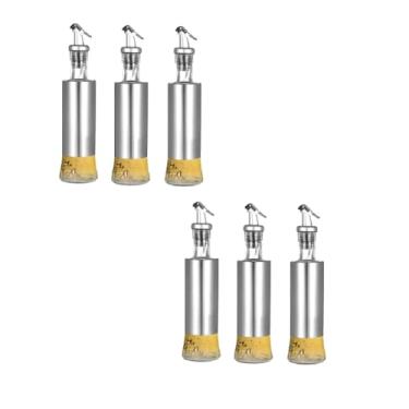 Imagem de Kit 6 Garrafa Inox Vidro Dosador Porta Azeite Vinagre Óleo 300ml