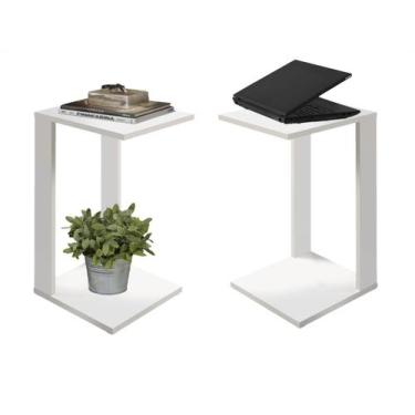 Imagem de Kit 2 Mesinhas Laterais Branca Móvel Ideal Para Decoração - Colomi
