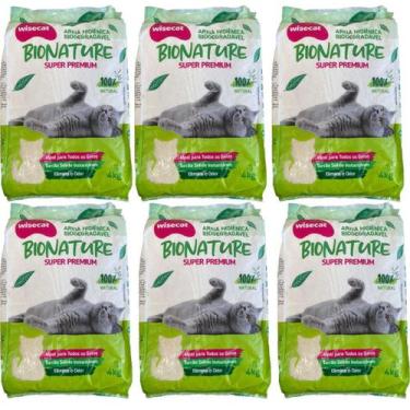 Imagem de Areia Higiênica De Mandioca Para Gatos Wisecat 4kg kit 6Un