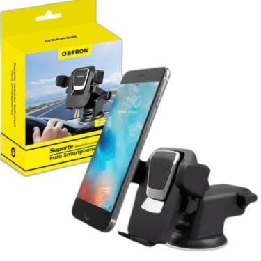 Imagem de Suporte Celular Carro Veicular Trava Anti Queda Com Fixação Por Ventosa