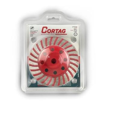 Imagem de Disco Cortag 61753 Desbaste Rebolo Copa Aço Diamantado P/Concreto Mármore 115mm Turbo Profissional - Vermelho