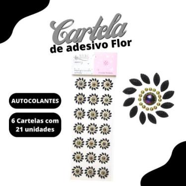 Imagem de Cartela De Adesivo Flor Preta - Sticker C/6 Unidades - Mmixer10 - Nybc