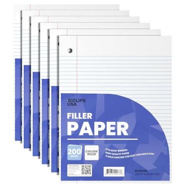 Imagem de Papel para caderno, papel pautado para faculdade (pacote com 6), papel de enchimento, 26,7 cm x 20,32 cm, papel de enchimento, 200 folhas por pacote, 60 gsm (pacote com 6)