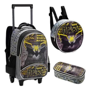 Imagem de Kit Mochila Rodinha Lancheira Térmica Estojo Duplo Escolar Infantil Go