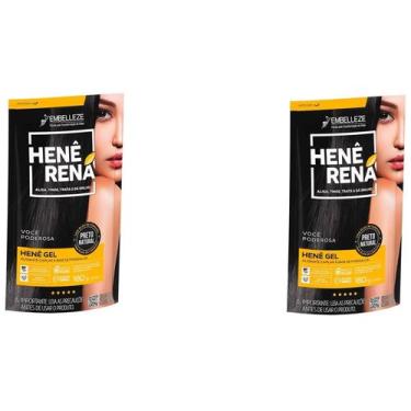 Imagem de Hene em Gel Rená Preto Natural (Preto Medio) 180gr Alisa, tinge e Da B