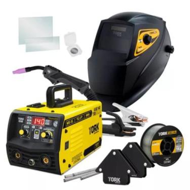 Imagem de Combo Maquina Solda Mig Sem Gas Tig Kab 140 BIVOLT + Máscara - SUPER T