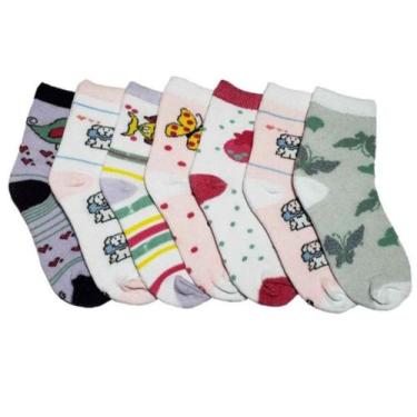 Imagem de 6 pares Meia INFANTIL ALGODÃO e POLIAMIDA Feminina Juvenil N 23 a 36 C