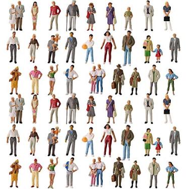 Imagem de 60 peças de figuras pintadas de calibre O P4310-60-NUS modelo trens passageiros, 30 posições diferentes, pessoas modelam a ferrovia para cenas em miniatura
