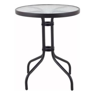 Imagem de Mesa Redonda Aço Vidro 60X70Cm Jardim Varanda - Home Deluxe - Just Hom