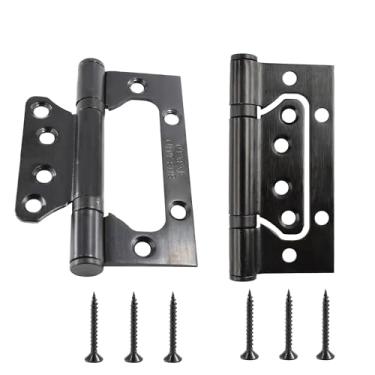 Imagem de Bociloy 2 peças de dobradiças de porta sem encaixe de 10 x 7,6 cm, aço inoxidável, estilo moderno/contemporâneo, preto, acabamento banhado