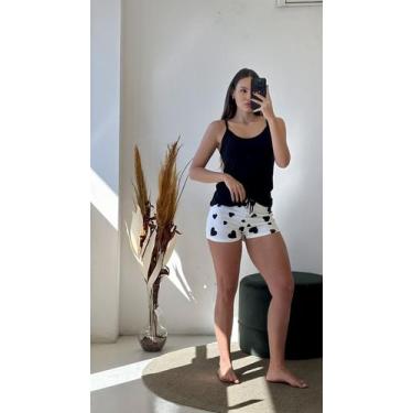 Imagem de Pijama Alça De Verão Coração Feminino Empório Do Algodão, Preto, G