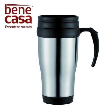 Imagem de Caneca Térmica Inox 400ml com Tampa e Alça - Bene Casa