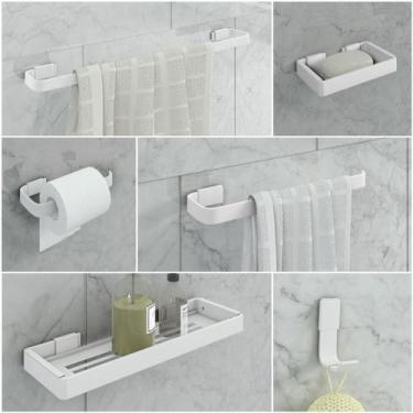 Imagem de Kit De Acessórios Para Banheiro 6 Peças Stander Branco - JGC COMERCIAL
