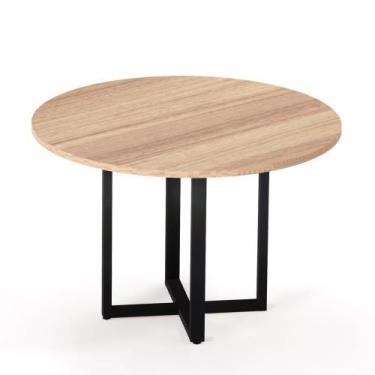 Imagem de Mesa de Reunião Redonda Tubular P25 Pandin 1,10 M Noce Naturale e Pret