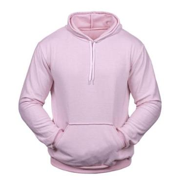 Imagem de Moletom Blusa de Frio Liso Bolso Canguru Capuz Masculino Feminino Unis