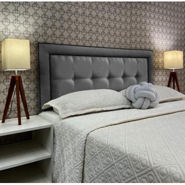 Imagem de Cabeceira Cama King Veneza 05 Diamond 2 Com Tachas Linho Cinza 120 RBL