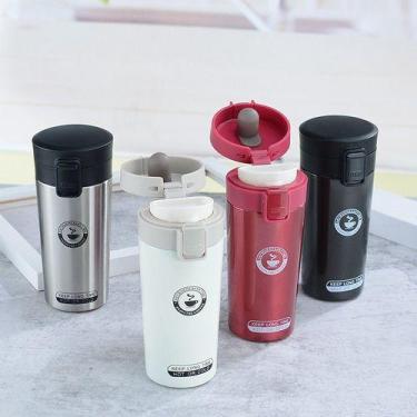 Imagem de Garrafa Copo Térmica Aço Inox Grande 380ml Com Tampa - oem, Cinza