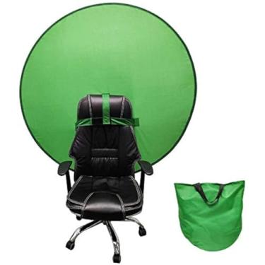 Imagem de Fundo portátil para webcam, tela de fundo verde portátil 2021 para estúdio de foto e vídeo, fundo dobrável, tela verde Chromakey de um lado para cadeira (75 cm - verde)