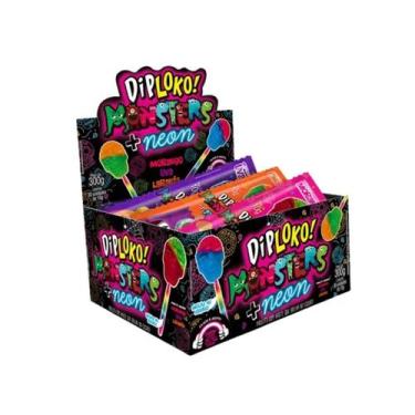 Imagem de Pirulito Diploko Neon Caveira - Danilla - Caixa c/30 und