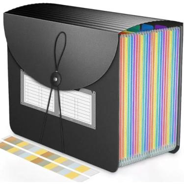 Imagem de Organizador de arquivos sanfonados expansíveis, organizador de documentos com 25 bolsos, pasta de arquivos sanfonada de plástico, caixa expansível para arquivamento de recibos, tamanho A4/carta, 2