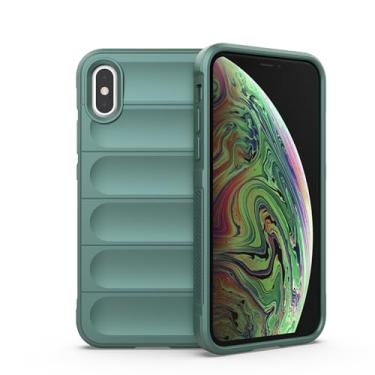 Imagem de LKPINGAN Capa para iPhone X/iPhone Xs, proteção de câmera de TPU e forro de microfibra macio antiarranhões fina estética à prova de choque capa protetora para iPhone X 5,8 polegadas verde