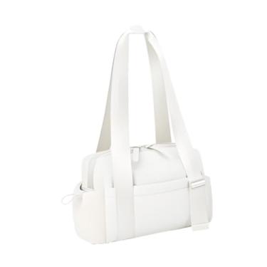 Imagem de menolana Bolsa de viagem para academia, bolsa de ombro ajustável com alça removível, bolsa esportiva para treino, dança, praia, acampamento, Branco