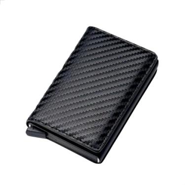 Imagem de Carteira Antifurto Slim Pop up Amidila com Proteção Inteligente RFID para Evitar Pagamentos por Aproximação e Fibra de Carbono (PRETO)