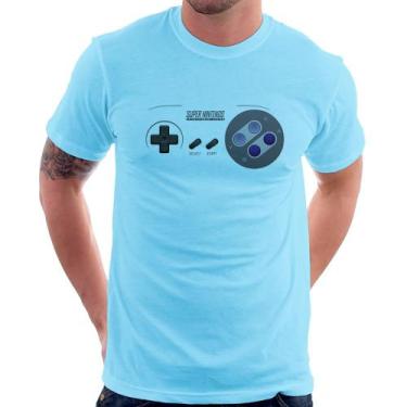 Imagem de Camiseta Super Nintendo SNES Gamepad - Foca na Moda, Azul bebê, M