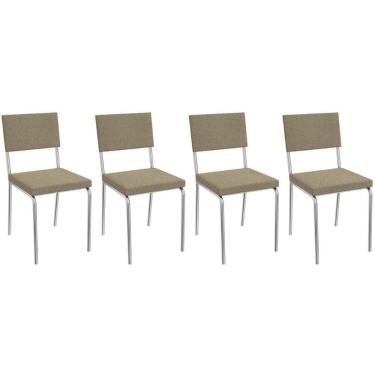 Imagem de Cadeira De Cozinha Zaria 2c128 Kit 4 Un Cromado Bouclê Fendi A057