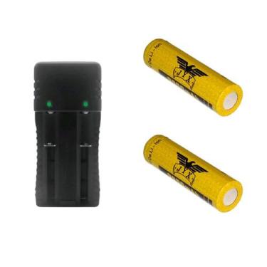 Imagem de Kit Carregador Duplo 2 Slot Mais 2 Bateria 18650, 14500 Bateria 26650,