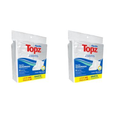 Imagem de Kit Algodão Quadrado Dupla Face 200 unidades Topz