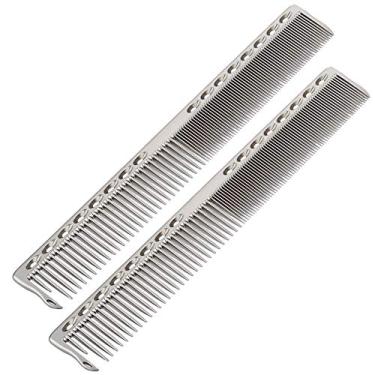 Imagem de Pente de Metal para Homens, Pente de Corte de Cabelo, Barbeiro Pente 2pcs Profissional Aço Inoxidável 20 X 2,8 Cm Com Densos e Escassos Dentes para Salão e Uso Doméstico (Prata)