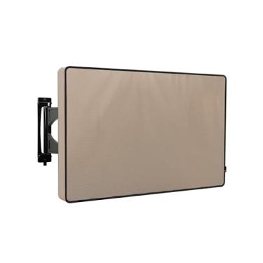 Imagem de iBirdie Capa de TV externa 80 a 215.9 cm à prova de intempéries, tamanho da capa 190.5 cm C x 114.3 cm A, impermeável para TV externa de tela plana de 80 a 85.9 cm, marrom claro, protetor de tela de