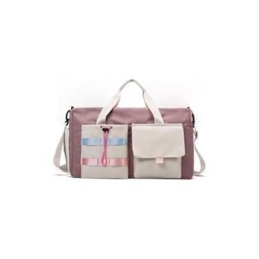 Imagem de Enssy, Bolsa de ginástica feminina com compartimento para sapatos, bolsa de viagem para mulheres, bolsa de viagem para noite, pequena, mas espaçosa. Comporta bem após os treinos, ótima para produtos