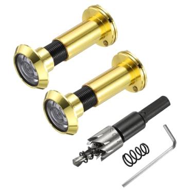 Imagem de PATIKIL Visualizador de porta de 9/40.6 cm, visor de porta de privacidade de cobre de 2 peças com capa de privacidade, 180 graus serve para porta de 1-3/10.2 cm a 2-15/40.6 cm com broca de 14 mm/0,55"