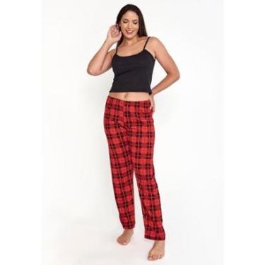 Imagem de Pijama Feminino Cropped Alcinha Calça Xadrez Comprida-Feminino