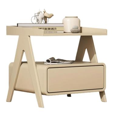 Imagem de YPDJVLTI criado-mudo, mesa de cabeceira de 3 camadas, mesa de cabeceira com economia de espaço, armário de cabeceira de madeira para quarto, mesa lateral minimalista