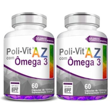 Imagem de 2x Poli-Vit AZ com Ômega 3, Suplemento Vitamínico e Mineral, 120 Cápsulas de 1000mg, Sem Glúten