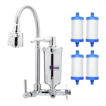 Imagem de Torneira de Cozinha com Filtro Pia Parede Bica Flexível Metal Gourmet 