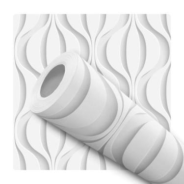 Imagem de Papel de Parede Vinílico Onda Vertical Efeito Gesso Sala             -