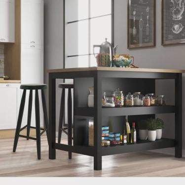 Imagem de Ilha Cozinha 2 Prateleiras 90,5x120x80cm Denver