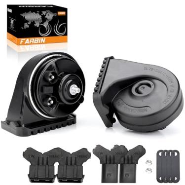 Imagem de FARBIN Buzina de carro para Audi Volkswagen, buzina automática à prova d'água de 12 V alto / baixo tom alto e baixo com grade protetora (buzina preta com plugue para Audi)