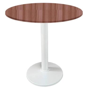 Imagem de Mesa Zeta Ferro Branco 75 cm (Alt) Disco Redondo Tampo MDP Redondo 80 cm (Larg) x 2,5 cm (Alt) Walnut