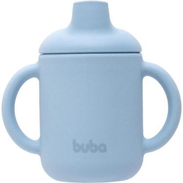 Imagem de Copo Infantil Transição em Silicone com Alça 120ml Bebê Buba, Azul