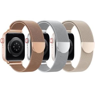 Imagem de Pulseira Apple Watch BELONGME Mesh Loop em aço inoxidável, pacote com 