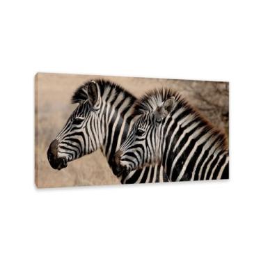 Imagem de Imagens de animais em preto e branco para decoração de parede Duas listras de zebra na savana africana impressão de cavalo imagem em tela pintura de parede zebra decoração de parede para sala de estar