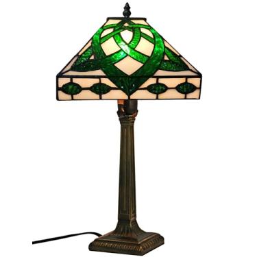 Imagem de KY&BOSAM Luminária De Mesa Celta Tiffany, Decoração Para O Dia De São Patrício, Luminária De Vidro Colorido Estilo Trevo, Luminária De Mesa Em Vidro Artístico Estilo Tiffany, 18 Polegadas De Altura