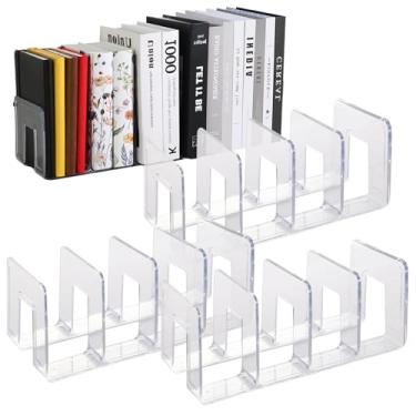 Imagem de Wideotng Pacote com 4 classificadores de arquivos de acrílico transparente, organizador de pastas de livros de mesa resistente, divisória de embreagem para bolsa de 4 seções, para armário, suporte de