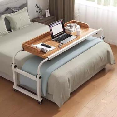 Imagem de Suporte para laptop sobre a cama, mesa de hospital móvel com rodas, mesa de hospital móvel com rodas sobre a cama com defletor de mesa com altura ajustável