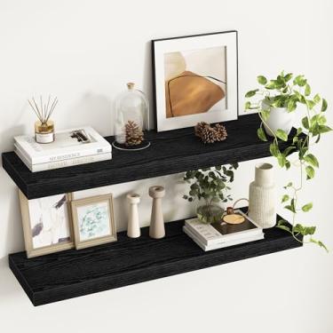 Imagem de Prateleiras flutuantes de 96 polegadas, prateleiras de parede rústicas de 24 cm de profundidade - Prateleira de armazenamento de parede extra mais profunda e mais grossa para cozinha, fazenda